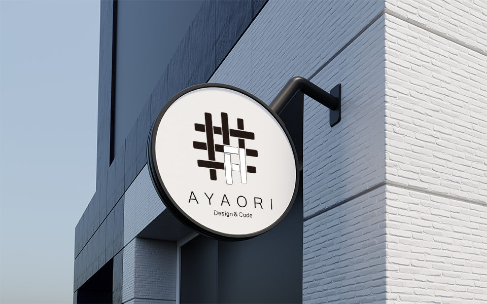 AYAORI Design lab.のロゴ看板